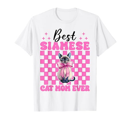 Best Siamese Cat Mom Ever Mama Muttertag Kokette Schleife T-Shirt Best Siamese Cat Mom Ever Mama Muttertag Kokette Schleife T-Shirt von Womens Pink Coquette Bow Siamese Cat Pet Gifts