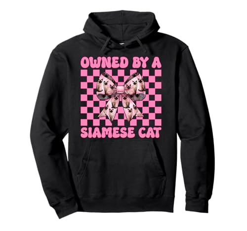 Im Besitz Einer siamesischen Katze, Mädchen, Katzenmutter, rosa Kokettenschleife Pullover Hoodie von Womens Pink Coquette Bow Siamese Cat Pet Gifts
