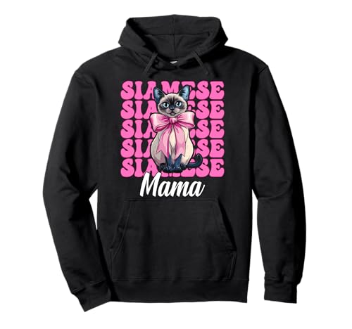 Siamesische Mama Siamesische Katze Mama Muttertag Kokette Schleife Pullover Hoodie von Womens Pink Coquette Bow Siamese Cat Pet Gifts