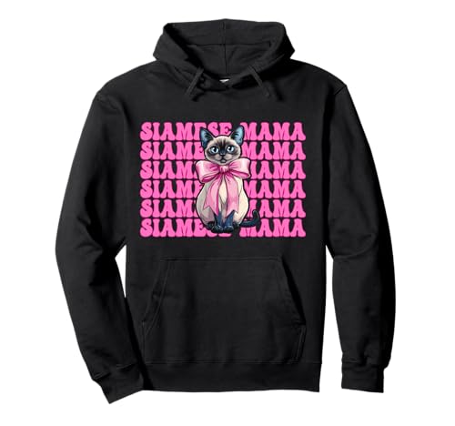 Siamesische Mama Siamesische Katze Mama Muttertag Kokette Schleife Pullover Hoodie Siamesische Mama Siamesische Katze Mama Muttertag Kokette Schleife Pullover Hoodie von Womens Pink Coquette Bow Siamese Cat Pet Gifts