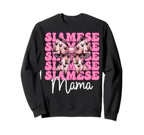 Siamesische Mama Siamesische Katze Mama Muttertag Kokette Schleife Sweatshirt Siamesische Mama Siamesische Katze Mama Muttertag Kokette Schleife Sweatshirt von Womens Pink Coquette Bow Siamese Cat Pet Gifts