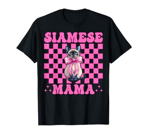 Siamesische Mama Siamesische Katze Mama Muttertag Kokette Schleife T-Shirt Siamesische Mama Siamesische Katze Mama Muttertag Kokette Schleife T-Shirt von Womens Pink Coquette Bow Siamese Cat Pet Gifts