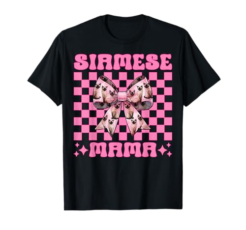 Siamesische Mama Siamesische Katze Mama Muttertag Kokette Schleife T-Shirt Siamesische Mama Siamesische Katze Mama Muttertag Kokette Schleife T-Shirt von Womens Pink Coquette Bow Siamese Cat Pet Gifts