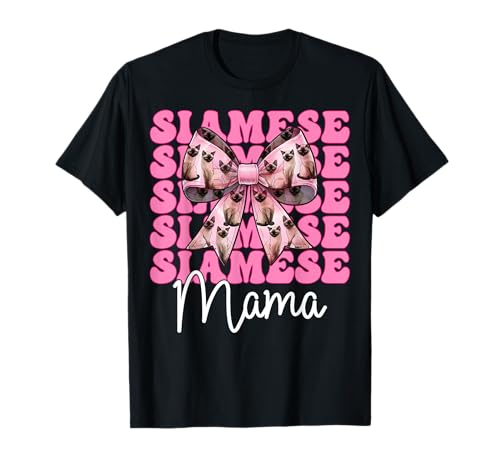 Siamesische Mama Siamesische Katze Mama Muttertag Kokette Schleife T-Shirt Siamesische Mama Siamesische Katze Mama Muttertag Kokette Schleife T-Shirt von Womens Pink Coquette Bow Siamese Cat Pet Gifts