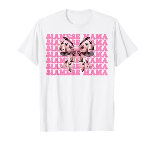 Siamesische Mama Siamesische Katze Mama Muttertag Kokette Schleife T-Shirt Siamesische Mama Siamesische Katze Mama Muttertag Kokette Schleife T-Shirt von Womens Pink Coquette Bow Siamese Cat Pet Gifts