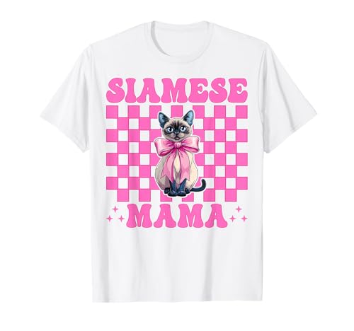 Siamesische Mama Siamesische Katze Mama Muttertag Kokette Schleife T-Shirt Siamesische Mama Siamesische Katze Mama Muttertag Kokette Schleife T-Shirt von Womens Pink Coquette Bow Siamese Cat Pet Gifts