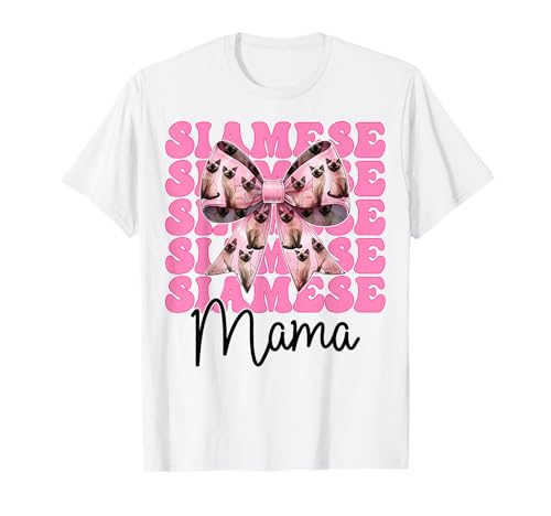 Siamesische Mama Siamesische Katze Mama Muttertag Kokette Schleife T-Shirt Siamesische Mama Siamesische Katze Mama Muttertag Kokette Schleife T-Shirt von Womens Pink Coquette Bow Siamese Cat Pet Gifts