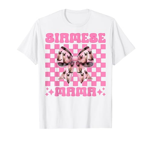Siamesische Mama Siamesische Katze Mama Muttertag Kokette Schleife T-Shirt von Womens Pink Coquette Bow Siamese Cat Pet Gifts