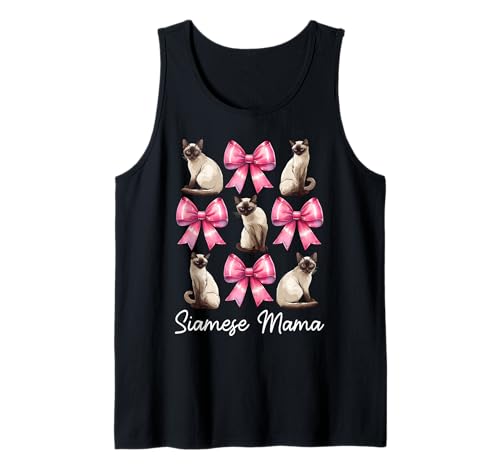 Siamesische Mama Siamesische Katze Mama Muttertag Kokette Schleife Tank Top Siamesische Mama Siamesische Katze Mama Muttertag Kokette Schleife Tank Top von Womens Pink Coquette Bow Siamese Cat Pet Gifts