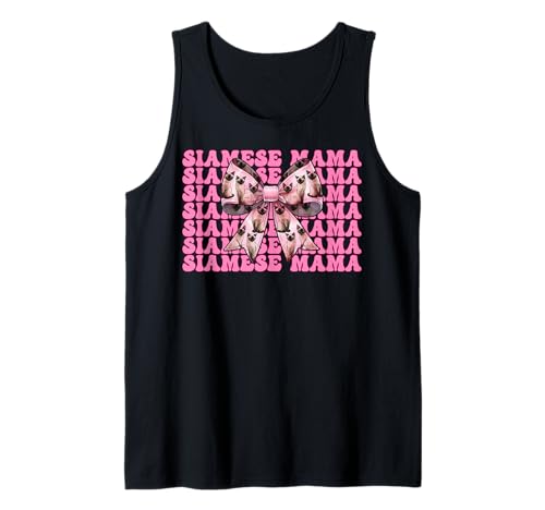 Siamesische Mama Siamesische Katze Mama Muttertag Kokette Schleife Tank Top Siamesische Mama Siamesische Katze Mama Muttertag Kokette Schleife Tank Top von Womens Pink Coquette Bow Siamese Cat Pet Gifts