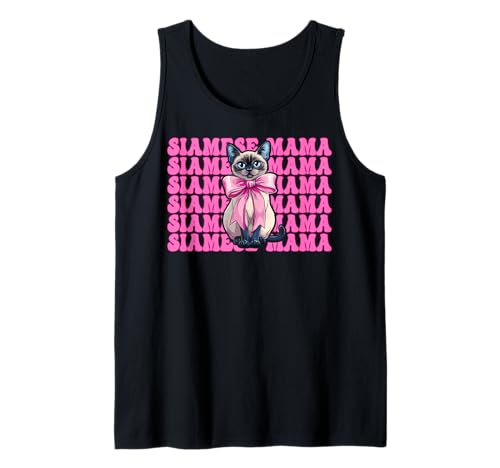 Siamesische Mama Siamesische Katze Mama Muttertag Kokette Schleife Tank Top Siamesische Mama Siamesische Katze Mama Muttertag Kokette Schleife Tank Top von Womens Pink Coquette Bow Siamese Cat Pet Gifts