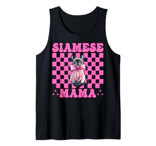 Siamesische Mama Siamesische Katze Mama Muttertag Kokette Schleife Tank Top Siamesische Mama Siamesische Katze Mama Muttertag Kokette Schleife Tank Top von Womens Pink Coquette Bow Siamese Cat Pet Gifts