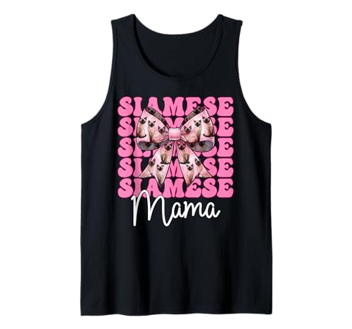 Siamesische Mama Siamesische Katze Mama Muttertag Kokette Schleife Tank Top Siamesische Mama Siamesische Katze Mama Muttertag Kokette Schleife Tank Top von Womens Pink Coquette Bow Siamese Cat Pet Gifts