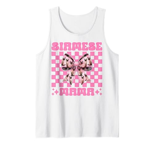Siamesische Mama Siamesische Katze Mama Muttertag Kokette Schleife Tank Top Siamesische Mama Siamesische Katze Mama Muttertag Kokette Schleife Tank Top von Womens Pink Coquette Bow Siamese Cat Pet Gifts