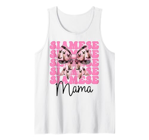 Siamesische Mama Siamesische Katze Mama Muttertag Kokette Schleife Tank Top Siamesische Mama Siamesische Katze Mama Muttertag Kokette Schleife Tank Top von Womens Pink Coquette Bow Siamese Cat Pet Gifts
