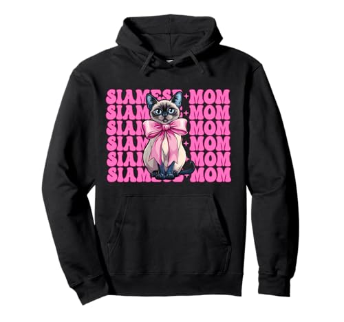Siamesische Mutter Siamesische Katze Mama Muttertag Kokette Schleife Pullover Hoodie Siamesische Mutter Siamesische Katze Mama Muttertag Kokette Schleife Pullover Hoodie von Womens Pink Coquette Bow Siamese Cat Pet Gifts