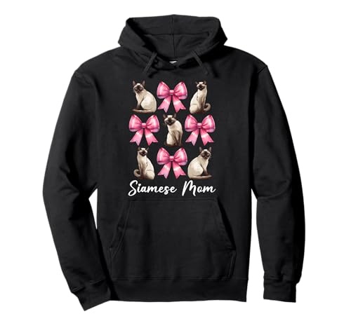 Siamesische Mutter Siamesische Katze Mama Muttertag Kokette Schleife Pullover Hoodie von Womens Pink Coquette Bow Siamese Cat Pet Gifts