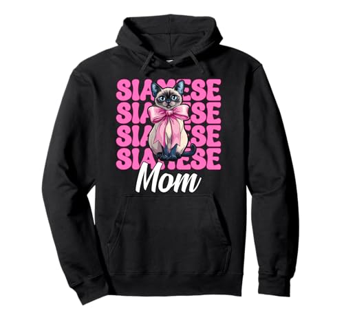 Siamesische Mutter Siamesische Katze Mama Muttertag Kokette Schleife Pullover Hoodie von Womens Pink Coquette Bow Siamese Cat Pet Gifts