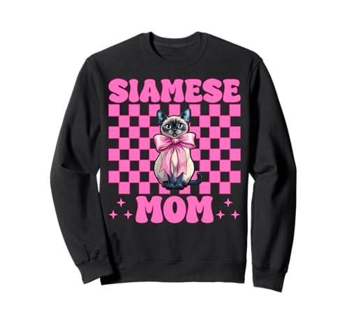 Siamesische Mutter Siamesische Katze Mama Muttertag Kokette Schleife Sweatshirt Siamesische Mutter Siamesische Katze Mama Muttertag Kokette Schleife Sweatshirt von Womens Pink Coquette Bow Siamese Cat Pet Gifts