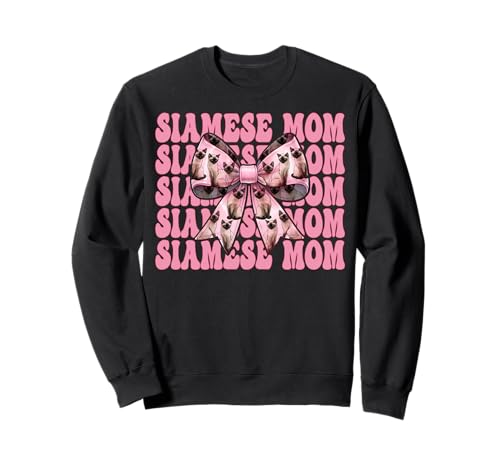 Siamesische Mutter Siamesische Katze Mama Muttertag Kokette Schleife Sweatshirt von Womens Pink Coquette Bow Siamese Cat Pet Gifts