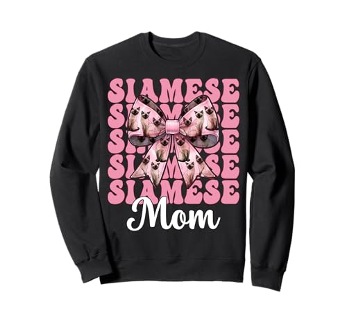 Siamesische Mutter Siamesische Katze Mama Muttertag Kokette Schleife Sweatshirt Siamesische Mutter Siamesische Katze Mama Muttertag Kokette Schleife Sweatshirt von Womens Pink Coquette Bow Siamese Cat Pet Gifts