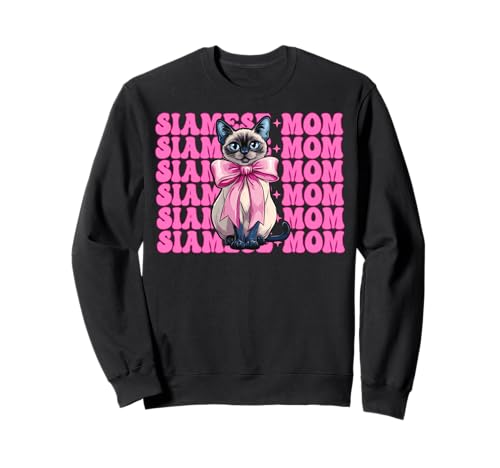 Siamesische Mutter Siamesische Katze Mama Muttertag Kokette Schleife Sweatshirt Siamesische Mutter Siamesische Katze Mama Muttertag Kokette Schleife Sweatshirt von Womens Pink Coquette Bow Siamese Cat Pet Gifts