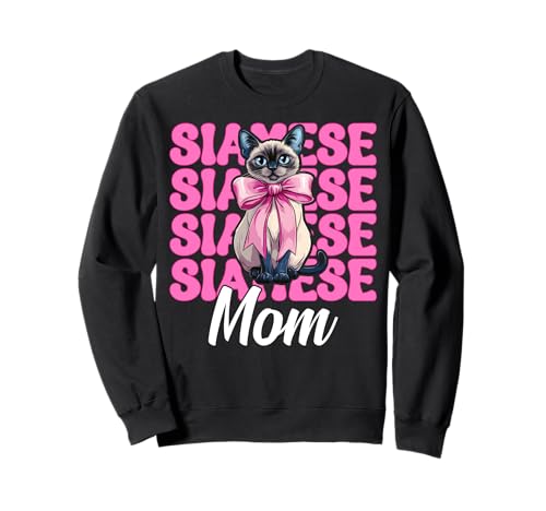 Siamesische Mutter Siamesische Katze Mama Muttertag Kokette Schleife Sweatshirt Siamesische Mutter Siamesische Katze Mama Muttertag Kokette Schleife Sweatshirt von Womens Pink Coquette Bow Siamese Cat Pet Gifts