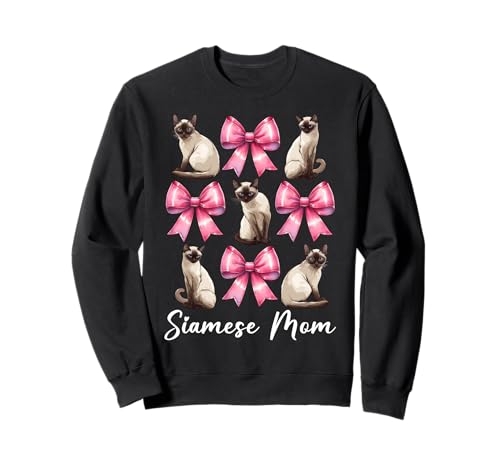 Siamesische Mutter Siamesische Katze Mama Muttertag Kokette Schleife Sweatshirt von Womens Pink Coquette Bow Siamese Cat Pet Gifts