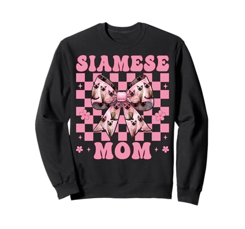 Siamesische Mutter Siamesische Katze Mama Muttertag Kokette Schleife Sweatshirt Siamesische Mutter Siamesische Katze Mama Muttertag Kokette Schleife Sweatshirt von Womens Pink Coquette Bow Siamese Cat Pet Gifts