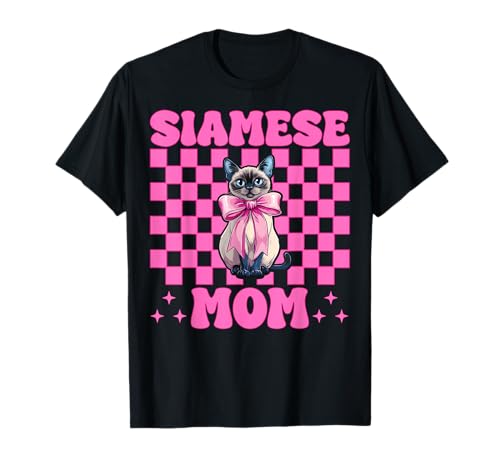 Siamesische Mutter Siamesische Katze Mama Muttertag Kokette Schleife T-Shirt Siamesische Mutter Siamesische Katze Mama Muttertag Kokette Schleife T-Shirt von Womens Pink Coquette Bow Siamese Cat Pet Gifts