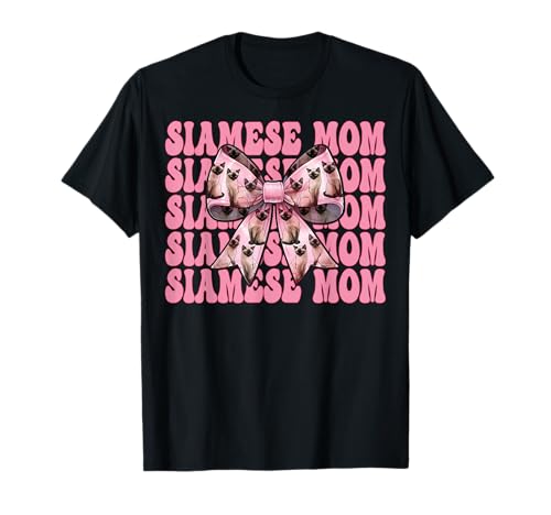 Siamesische Mutter Siamesische Katze Mama Muttertag Kokette Schleife T-Shirt Siamesische Mutter Siamesische Katze Mama Muttertag Kokette Schleife T-Shirt von Womens Pink Coquette Bow Siamese Cat Pet Gifts