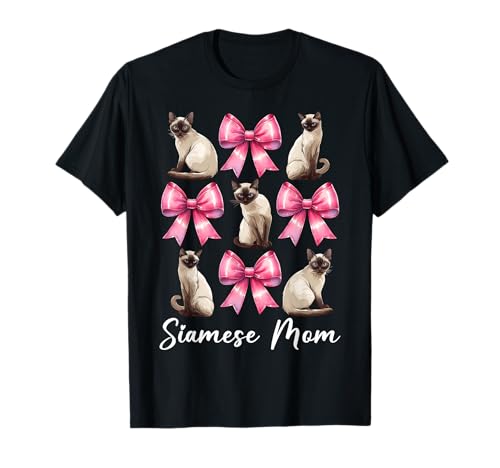 Siamesische Mutter Siamesische Katze Mama Muttertag Kokette Schleife T-Shirt Siamesische Mutter Siamesische Katze Mama Muttertag Kokette Schleife T-Shirt von Womens Pink Coquette Bow Siamese Cat Pet Gifts