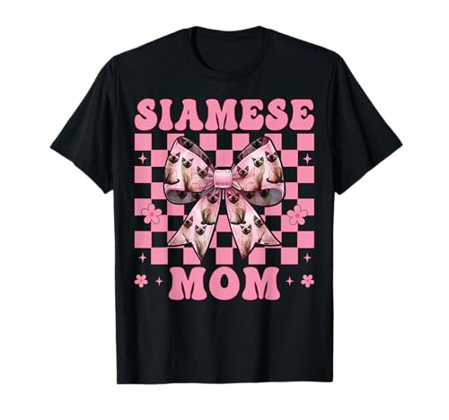 Siamesische Mutter Siamesische Katze Mama Muttertag Kokette Schleife T-Shirt Siamesische Mutter Siamesische Katze Mama Muttertag Kokette Schleife T-Shirt von Womens Pink Coquette Bow Siamese Cat Pet Gifts