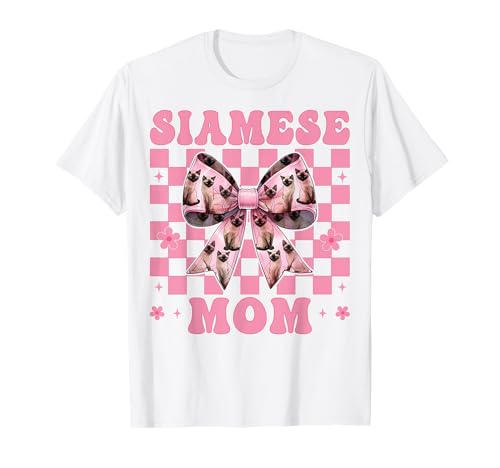 Siamesische Mutter Siamesische Katze Mama Muttertag Kokette Schleife T-Shirt Siamesische Mutter Siamesische Katze Mama Muttertag Kokette Schleife T-Shirt von Womens Pink Coquette Bow Siamese Cat Pet Gifts