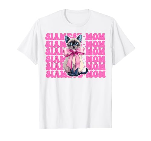 Siamesische Mutter Siamesische Katze Mama Muttertag Kokette Schleife T-Shirt Siamesische Mutter Siamesische Katze Mama Muttertag Kokette Schleife T-Shirt von Womens Pink Coquette Bow Siamese Cat Pet Gifts