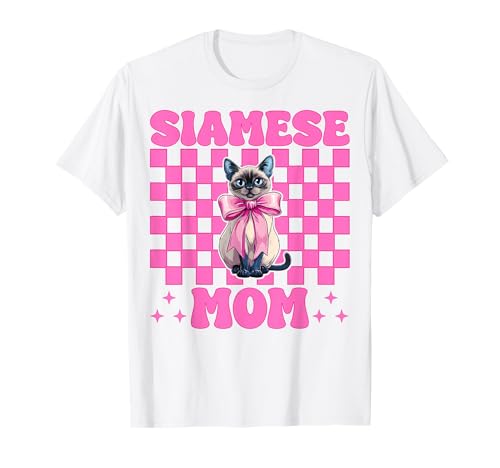 Siamesische Mutter Siamesische Katze Mama Muttertag Kokette Schleife T-Shirt Siamesische Mutter Siamesische Katze Mama Muttertag Kokette Schleife T-Shirt von Womens Pink Coquette Bow Siamese Cat Pet Gifts