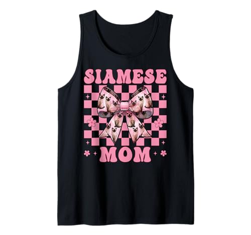 Siamesische Mutter Siamesische Katze Mama Muttertag Kokette Schleife Tank Top Siamesische Mutter Siamesische Katze Mama Muttertag Kokette Schleife Tank Top von Womens Pink Coquette Bow Siamese Cat Pet Gifts