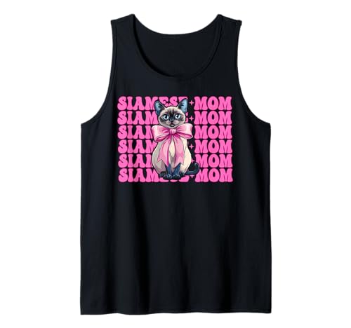 Siamesische Mutter Siamesische Katze Mama Muttertag Kokette Schleife Tank Top Siamesische Mutter Siamesische Katze Mama Muttertag Kokette Schleife Tank Top von Womens Pink Coquette Bow Siamese Cat Pet Gifts