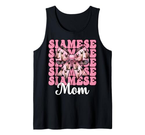 Siamesische Mutter Siamesische Katze Mama Muttertag Kokette Schleife Tank Top Siamesische Mutter Siamesische Katze Mama Muttertag Kokette Schleife Tank Top von Womens Pink Coquette Bow Siamese Cat Pet Gifts