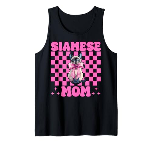 Siamesische Mutter Siamesische Katze Mama Muttertag Kokette Schleife Tank Top Siamesische Mutter Siamesische Katze Mama Muttertag Kokette Schleife Tank Top von Womens Pink Coquette Bow Siamese Cat Pet Gifts