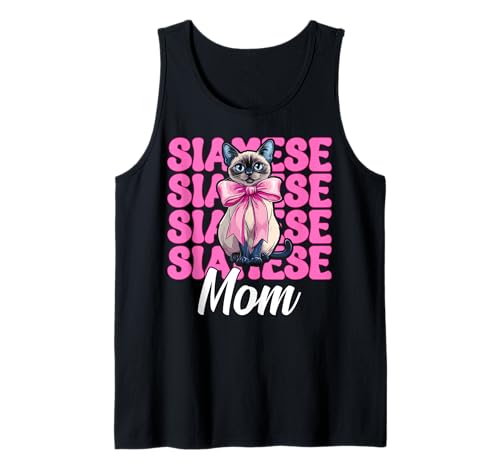 Siamesische Mutter Siamesische Katze Mama Muttertag Kokette Schleife Tank Top Siamesische Mutter Siamesische Katze Mama Muttertag Kokette Schleife Tank Top von Womens Pink Coquette Bow Siamese Cat Pet Gifts