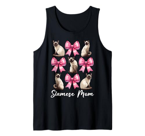 Siamesische Mutter Siamesische Katze Mama Muttertag Kokette Schleife Tank Top Siamesische Mutter Siamesische Katze Mama Muttertag Kokette Schleife Tank Top von Womens Pink Coquette Bow Siamese Cat Pet Gifts