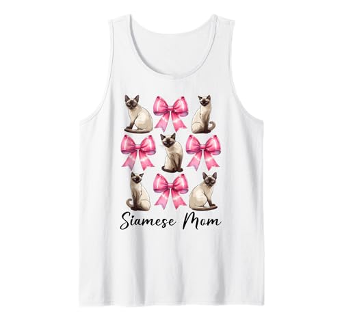 Siamesische Mutter Siamesische Katze Mama Muttertag Kokette Schleife Tank Top Siamesische Mutter Siamesische Katze Mama Muttertag Kokette Schleife Tank Top von Womens Pink Coquette Bow Siamese Cat Pet Gifts