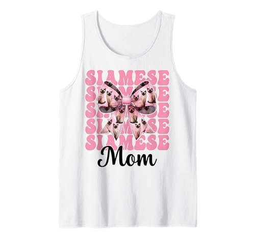 Siamesische Mutter Siamesische Katze Mama Muttertag Kokette Schleife Tank Top Siamesische Mutter Siamesische Katze Mama Muttertag Kokette Schleife Tank Top von Womens Pink Coquette Bow Siamese Cat Pet Gifts