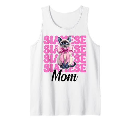 Siamesische Mutter Siamesische Katze Mama Muttertag Kokette Schleife Tank Top Siamesische Mutter Siamesische Katze Mama Muttertag Kokette Schleife Tank Top von Womens Pink Coquette Bow Siamese Cat Pet Gifts
