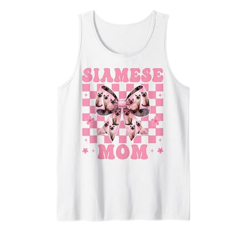 Siamesische Mutter Siamesische Katze Mama Muttertag Kokette Schleife Tank Top Siamesische Mutter Siamesische Katze Mama Muttertag Kokette Schleife Tank Top von Womens Pink Coquette Bow Siamese Cat Pet Gifts