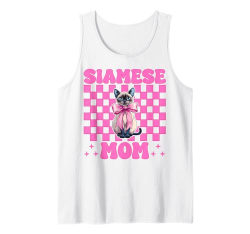 Siamesische Mutter Siamesische Katze Mama Muttertag Kokette Schleife Tank Top Siamesische Mutter Siamesische Katze Mama Muttertag Kokette Schleife Tank Top von Womens Pink Coquette Bow Siamese Cat Pet Gifts