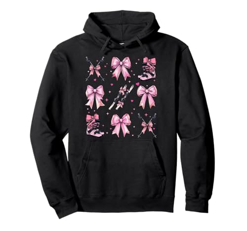 Skifahren Ski Skifahrer Mädchen Kokette Schleife Rosa Mama Pullover Hoodie von Womens Pink Coquette Bow Skiing Ski Gifts