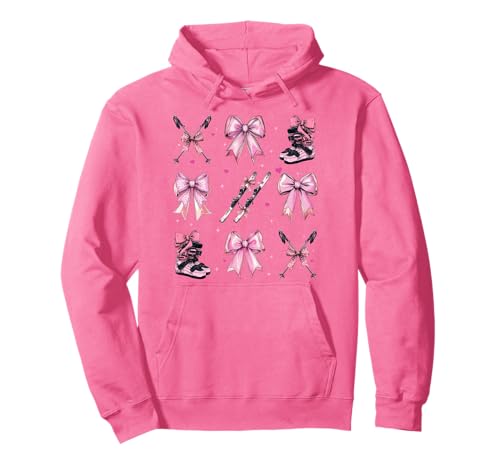 Skifahren Ski Skifahrer Mädchen Kokette Schleife Rosa Mama Pullover Hoodie von Womens Pink Coquette Bow Skiing Ski Gifts