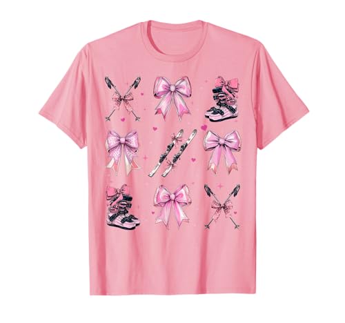 Skifahren Ski Skifahrer Mädchen Kokette Schleife Rosa Mama T-Shirt Skifahren Ski Skifahrer Mädchen Kokette Schleife Rosa Mama T-Shirt von Womens Pink Coquette Bow Skiing Ski Gifts